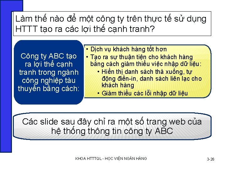 Làm thế nào để một công ty trên thực tế sử dụng HTTT tạo