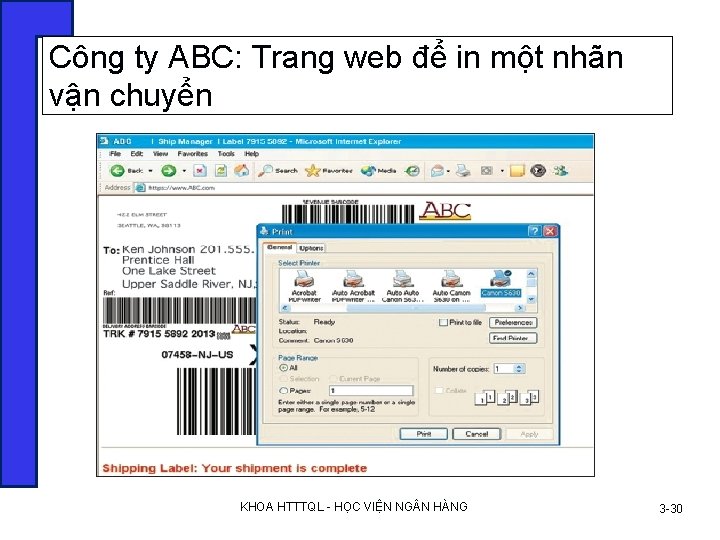 Công ty ABC: Trang web để in một nhãn vận chuyển KHOA HTTTQL -