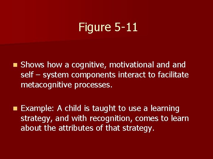 Figure 5 -11 n Shows how a cognitive, motivational and self – system components