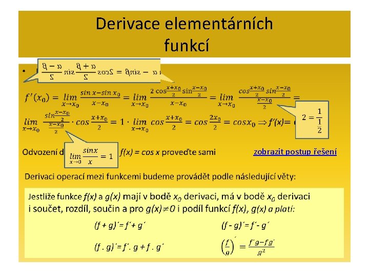 Derivace elementárních funkcí • zobrazit postup řešení 