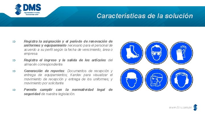 Características de la solución Þ Registra la asignación y el período de renovación de