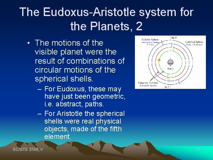 The Eudoxus-Aristotle system for the Planets, 2 • The motions of the visible planet