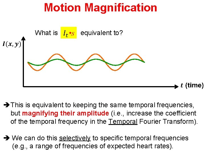 Motion Magnification What is equivalent to? This is equivalent to keeping the same temporal