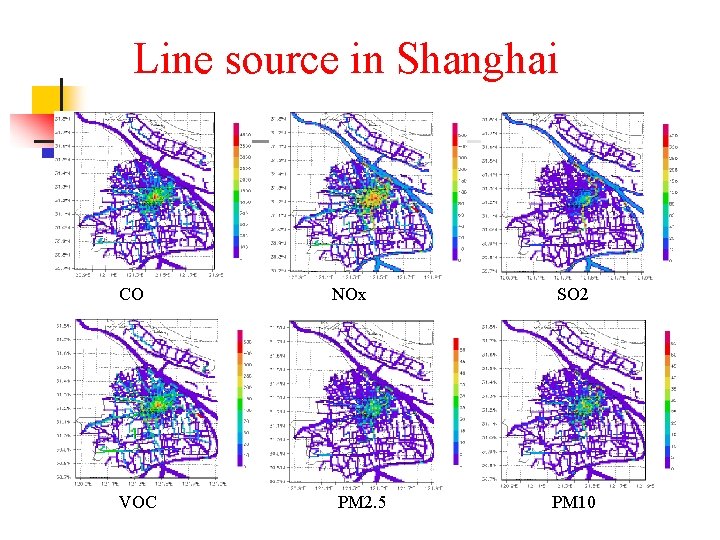 Line source in Shanghai CO VOC NOx PM 2. 5 SO 2 PM 10