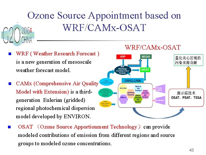 Ozone Source Appointment based on WRF/CAMx-OSAT n WRF ( Weather Research Forecast ) is