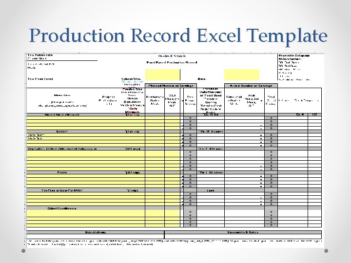 Production Record Excel Template 