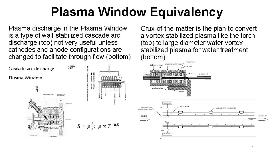 Plasma Window Equivalency Plasma discharge in the Plasma Window is a type of wall-stabilized