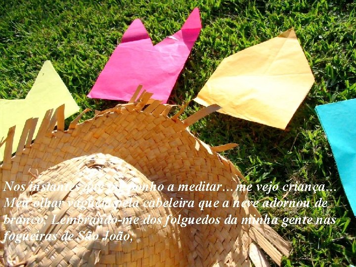 Nos instantes que me ponho a meditar…me vejo criança… Meu olhar vagueia pela cabeleira