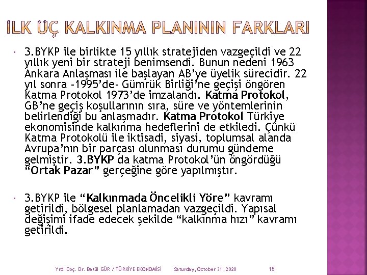  3. BYKP ile birlikte 15 yıllık stratejiden vazgeçildi ve 22 yıllık yeni bir