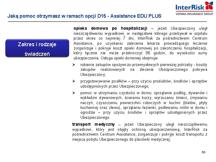 Jaką pomoc otrzymasz w ramach opcji D 15 - Assistance EDU PLUS opieka domowa