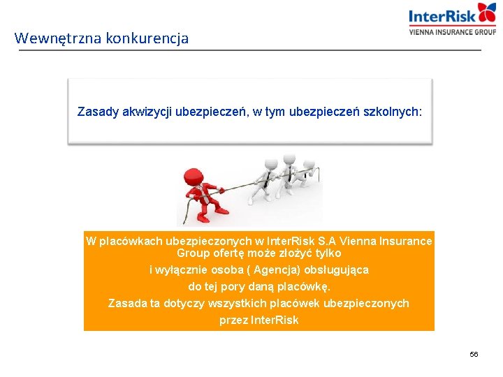 Wewnętrzna konkurencja Zasady akwizycji ubezpieczeń, w tym ubezpieczeń szkolnych: W placówkach ubezpieczonych w Inter.