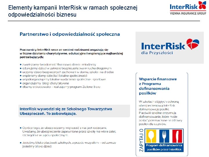 Elementy kampanii Inter. Risk w ramach społecznej odpowiedzialności biznesu 59 