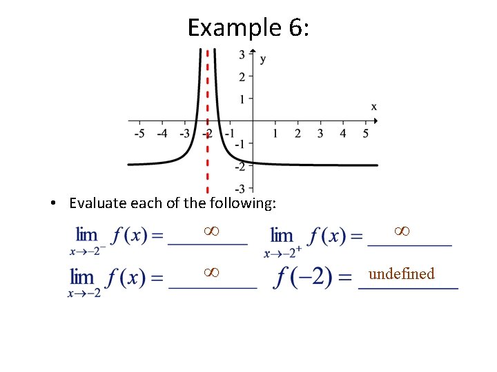 Example 6: • Evaluate each of the following: ∞ ∞ ∞ undefined 