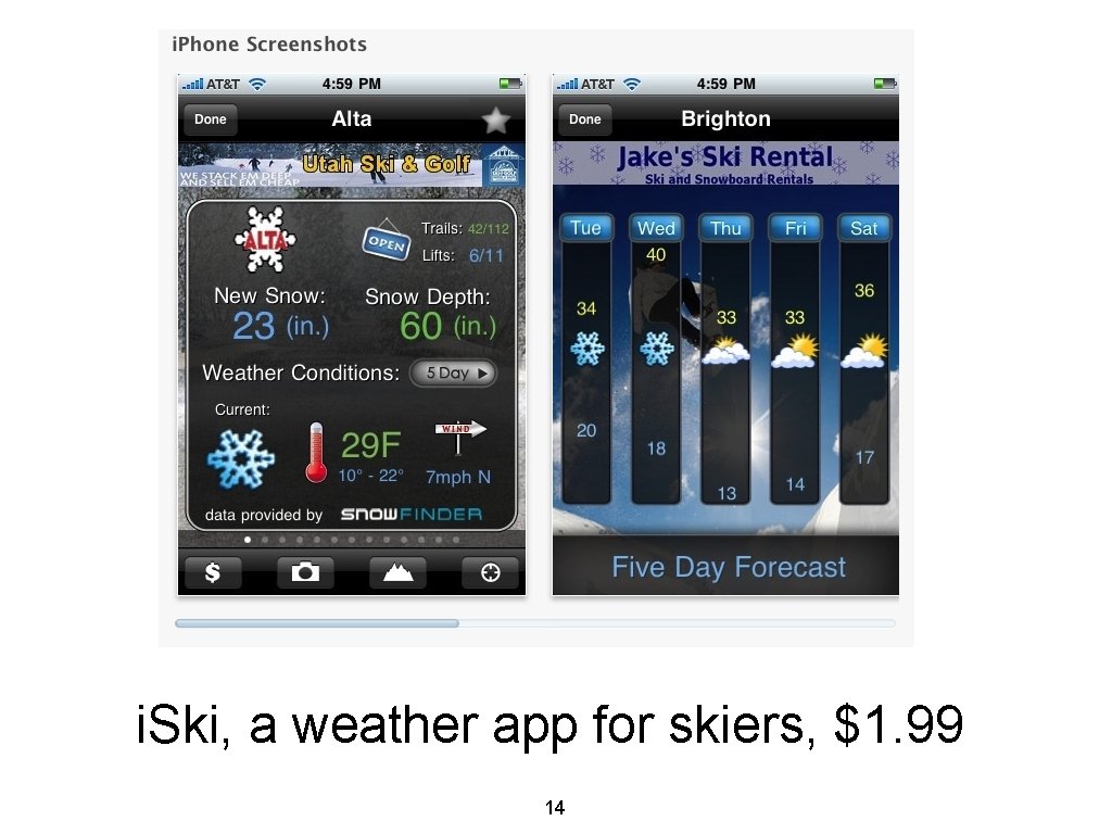 i. Ski, a weather app for skiers, $1. 99 14 