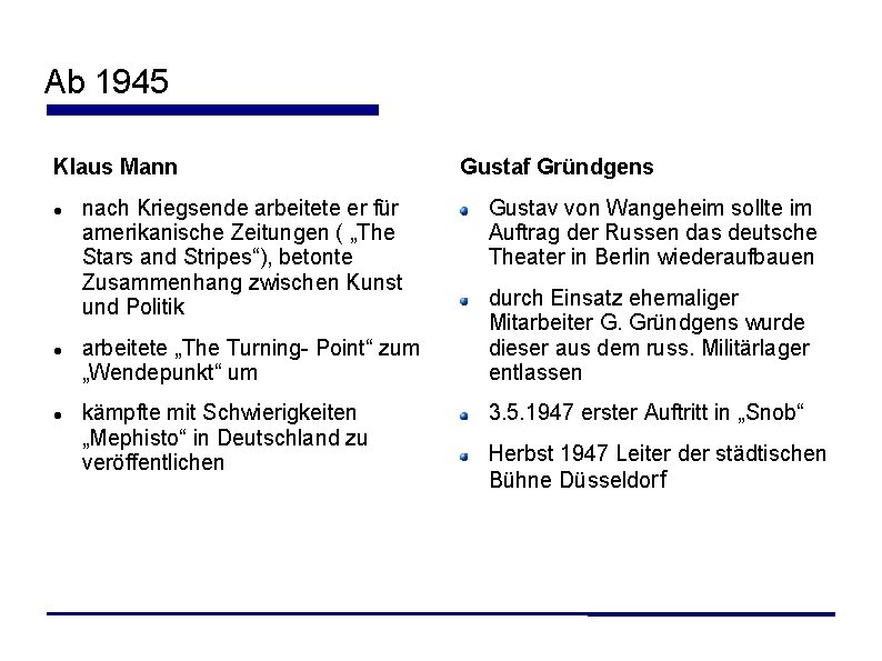 Ab 1945 Klaus Mann nach Kriegsende arbeitete er für amerikanische Zeitungen ( „The Stars