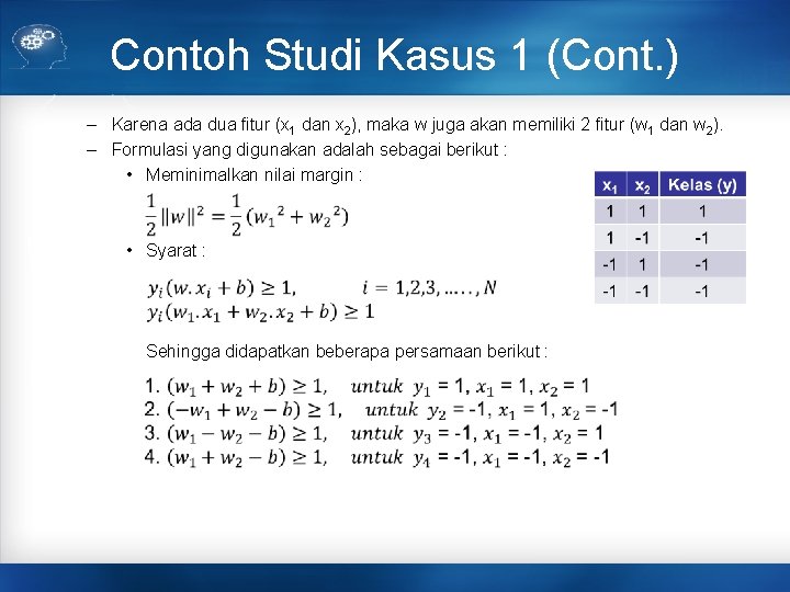 Contoh Studi Kasus 1 (Cont. ) – Karena ada dua fitur (x 1 dan