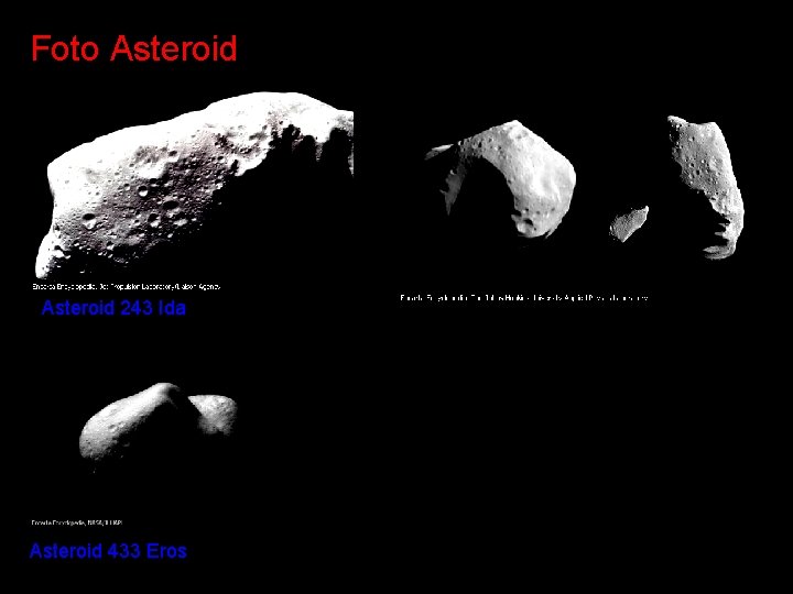 Foto Asteroid 243 Ida Asteroid 433 Eros 