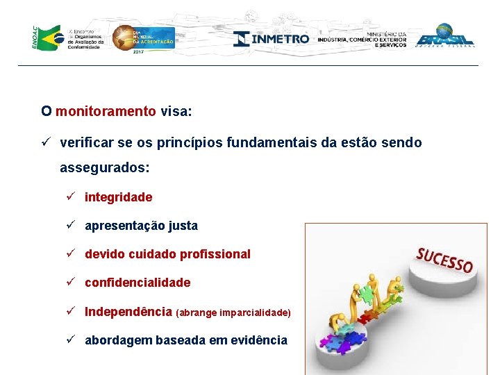 O monitoramento visa: ü verificar se os princípios fundamentais da estão sendo assegurados: ü