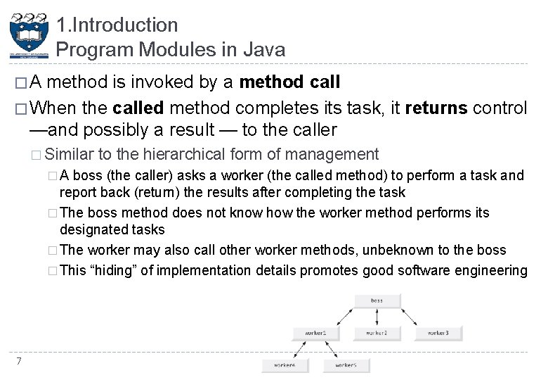 1. Introduction Program Modules in Java � A method is invoked by a method