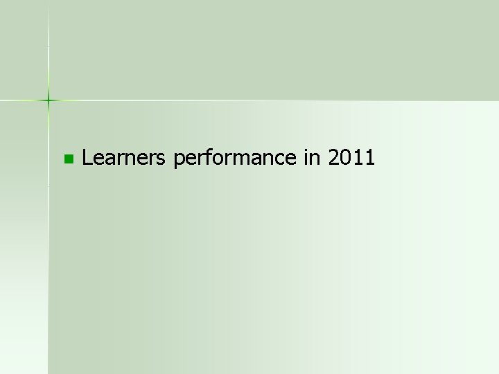 n Learners performance in 2011 