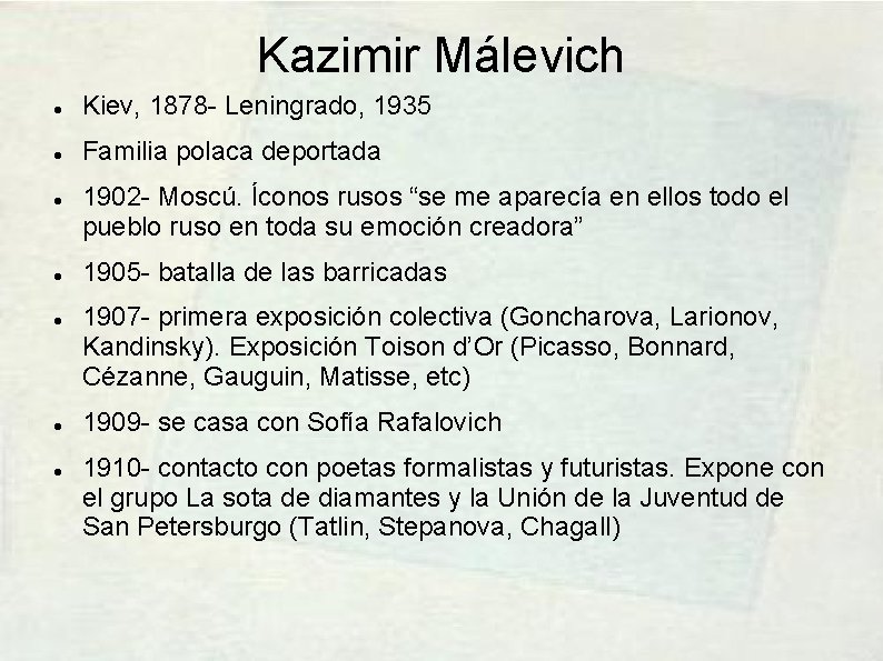 Kazimir Málevich Kiev, 1878 - Leningrado, 1935 Familia polaca deportada 1902 - Moscú. Íconos