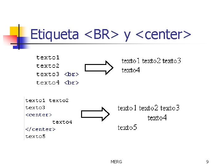 Etiqueta <BR> y <center> MERG 9 