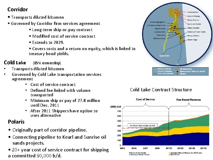 Corridor • Transports diluted bitumen • Governed by Corridor firm services agreement • Long-term