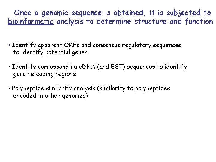 Once a genomic sequence is obtained, it is subjected to bioinformatic analysis to determine