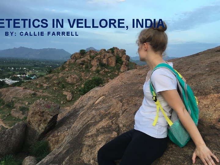 ETETICS IN VELLORE, INDIA BY: CALLIE FARRELL 