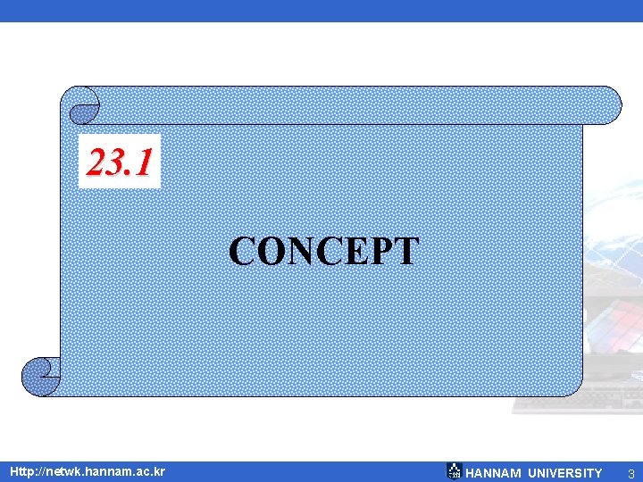 23. 1 CONCEPT Http: //netwk. hannam. ac. kr HANNAM UNIVERSITY 3 