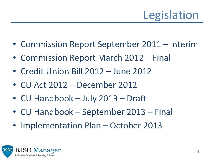 Legislation • • Commission Report September 2011 – Interim Commission Report March 2012 – Legislation • • Commission Report September 2011 – Interim Commission Report March 2012 –