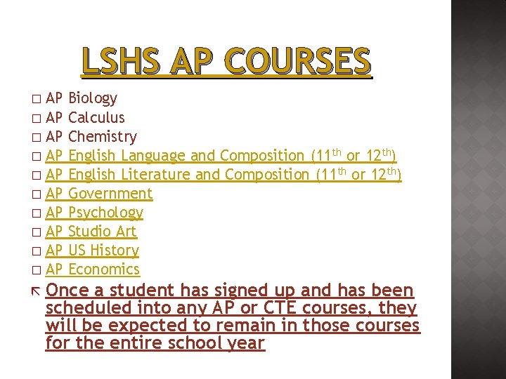 LSHS AP COURSES � AP � AP � AP Biology Calculus Chemistry English Language