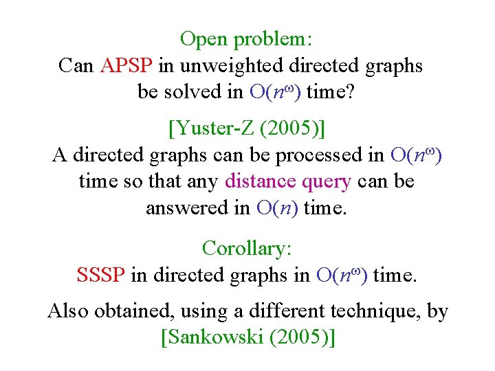 Open problem: Can APSP in unweighted directed graphs be solved in O(n ) time?