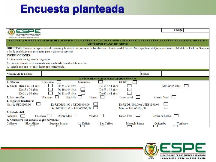 Encuesta planteada 