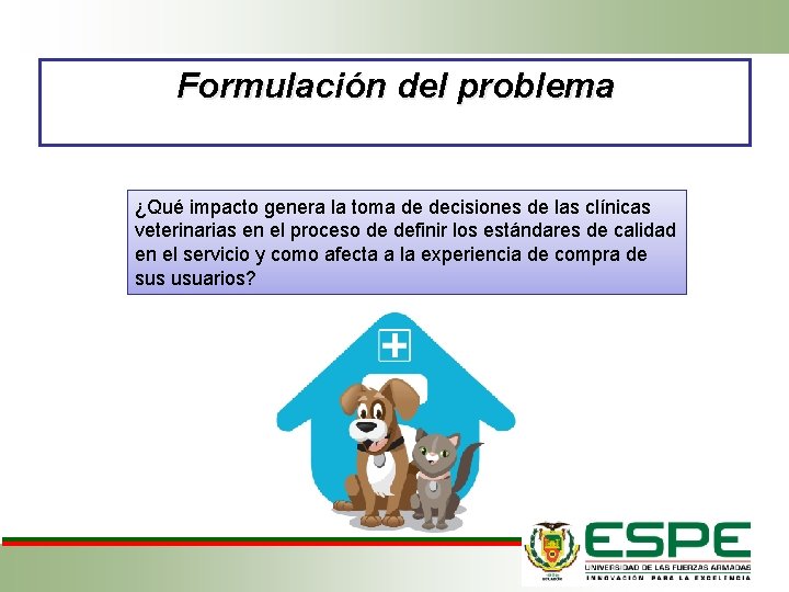 Formulación del problema ¿Qué impacto genera la toma de decisiones de las clínicas veterinarias