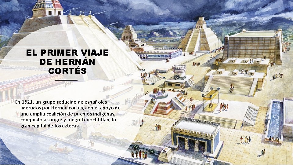 EL PRIMER VIAJE DE HERNÁN CORTÉS En 1521, un grupo reducido de españoles liderados EL PRIMER VIAJE DE HERNÁN CORTÉS En 1521, un grupo reducido de españoles liderados