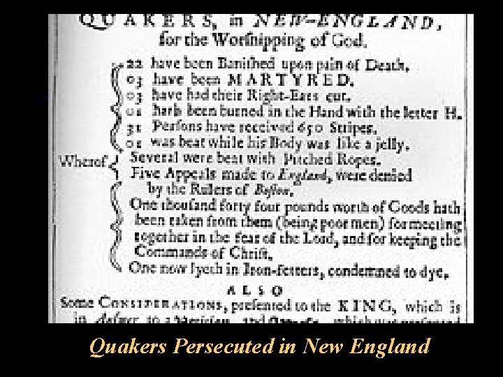 Quakers Persecuted in New England 