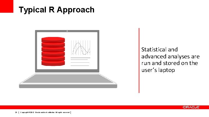 Typical R Approach Statistical and advanced analyses are run and stored on the user’s