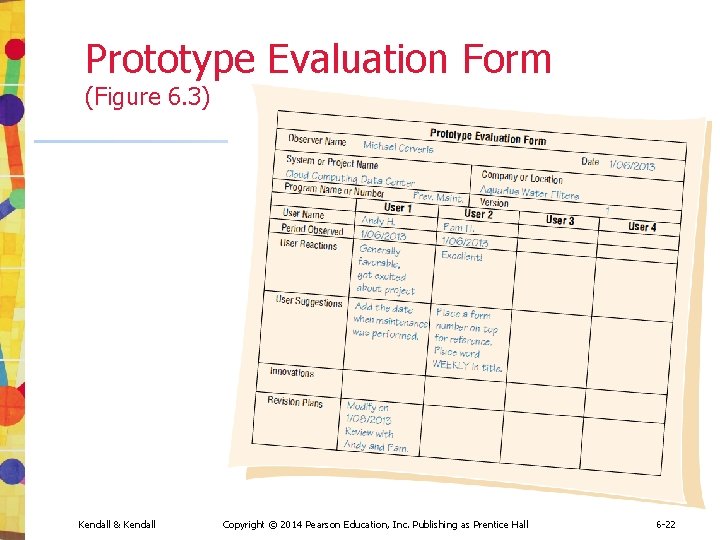 Prototype Evaluation Form (Figure 6. 3) Kendall & Kendall Copyright © 2014 Pearson Education, Prototype Evaluation Form (Figure 6. 3) Kendall & Kendall Copyright © 2014 Pearson Education,