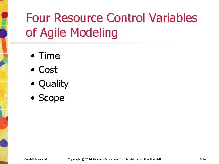 Four Resource Control Variables of Agile Modeling • • Time Cost Quality Scope Kendall Four Resource Control Variables of Agile Modeling • • Time Cost Quality Scope Kendall