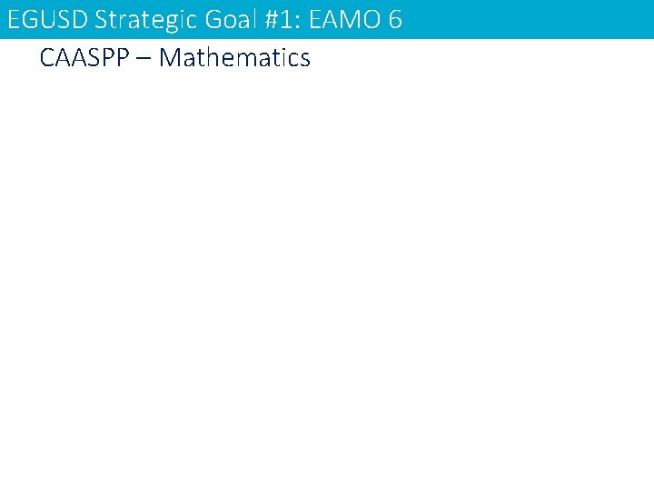 EGUSD Strategic Goal #1: EAMO 6 CAASPP – Mathematics 