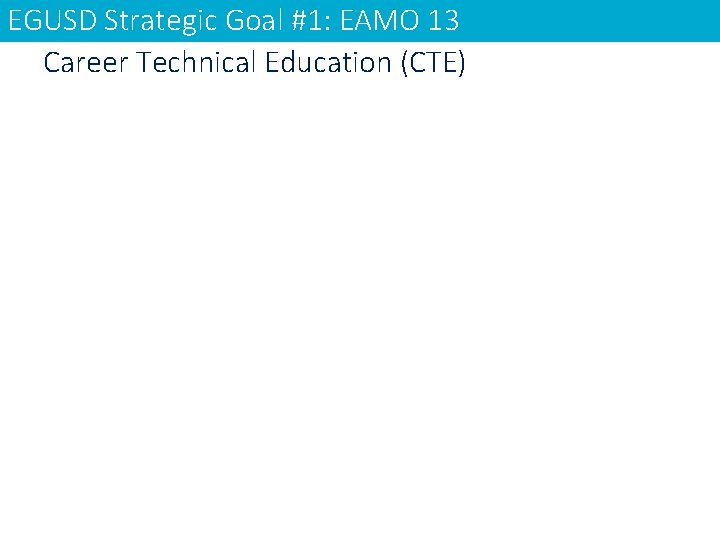 EGUSD Strategic Goal #1: EAMO 13 Career Technical Education (CTE) 