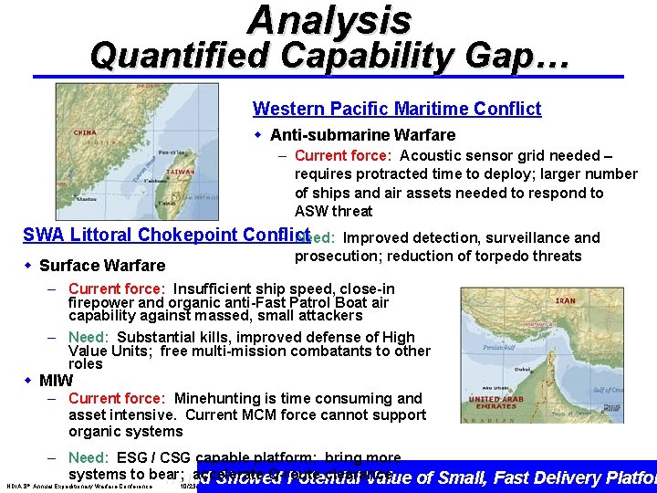 Analysis Quantified Capability Gap… Western Pacific Maritime Conflict w Anti-submarine Warfare – Current force: