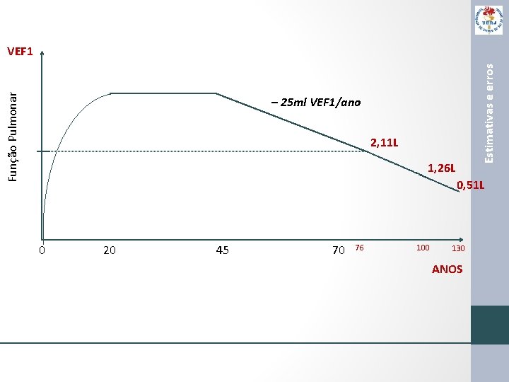 Estimativas e erros Função Pulmonar VEF 1 – 25 ml VEF 1/ano 2, 11