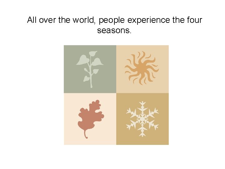 All over the world, people experience the four seasons. 