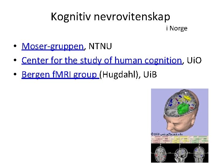 Kognitiv nevrovitenskap i Norge • Moser-gruppen, NTNU • Center for the study of human