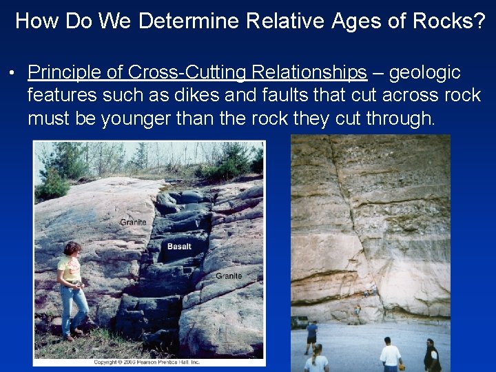 How Do We Determine Relative Ages of Rocks? • Principle of Cross-Cutting Relationships –