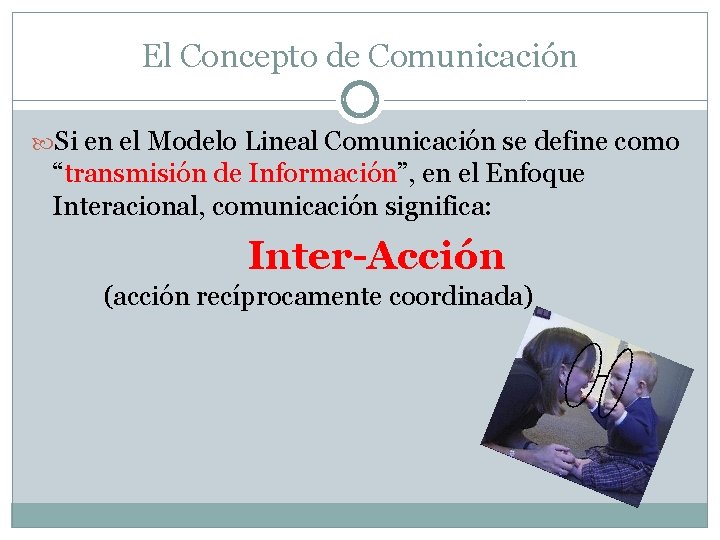 El Concepto de Comunicación Si en el Modelo Lineal Comunicación se define como “transmisión