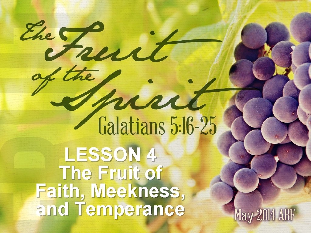 LESSON 4 The Fruit of Faith, Meekness, and Temperance LESSON 4 The Fruit of Faith, Meekness, and Temperance