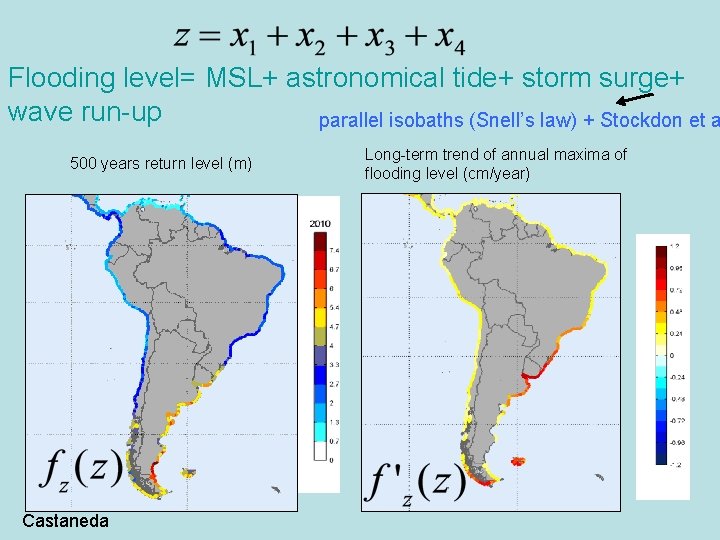 Flooding level= MSL+ astronomical tide+ storm surge+ wave run-up parallel isobaths (Snell’s law) +
